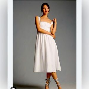 Reformation tagliatelle white linen dress 10